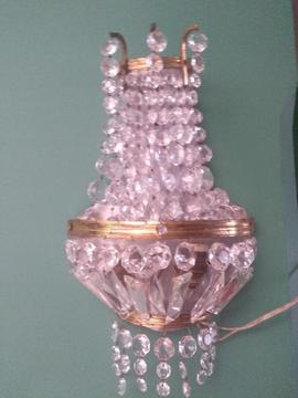 Lámpara Antigua de Bronce Y Cristales