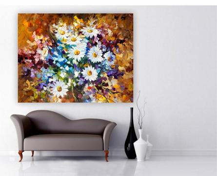 Elegante cuadro Margaritas efecto espatulado ideal para decorar los espacios de tu hogar 2696