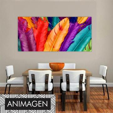 Hermoso cuadro efecto de oleo Plumas Coloridas ideal para decorar los espacios de tu sala o comedor 2695