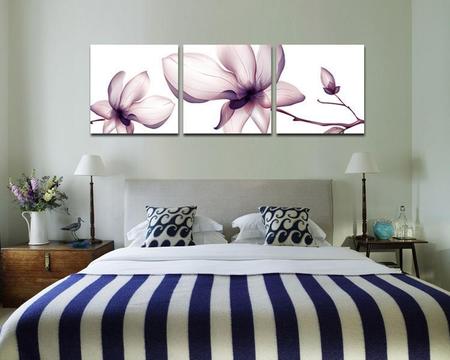 Elegante cuadro Triptico Flores de Cerezo efecto de oleo ideal para decorar tu alcoba 2704