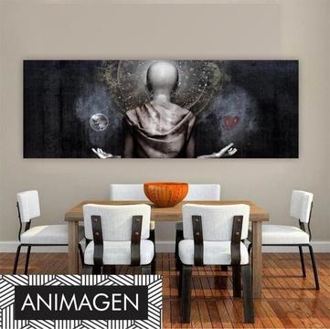 Moderno cuadro efecto de oleo Buda tonos Grises ideal para decorar los espacios de tu sala o comedor 2701