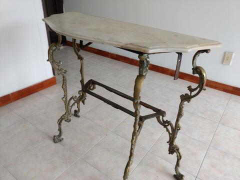 Mesa en Bronce Y Marmol Antigüedad