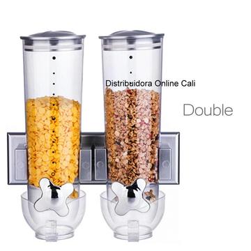 Dispensador Doble Cereal Alimentos En Plástico De Pared