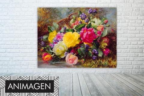 Elegante cuadro efecto espatulado Flores de Jardín tonos pasteles ideal para decorar los espacios de todo tu hogar 2893
