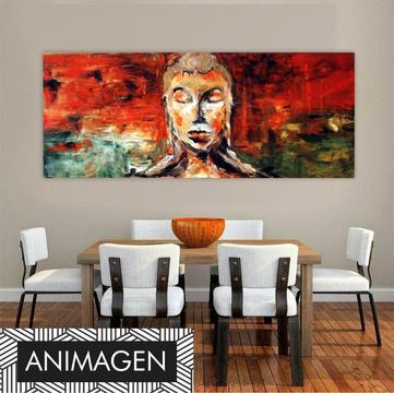 Elegante cuadro efecto espatulado tonos tierra ideal para decorar y armonizar los espacios de tu sala o comedor 2886