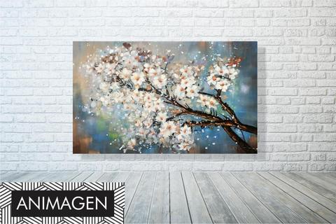 Hermoso cuadro Flores de Cerezo efecto de oleo tonos neutros ideal para decorar y armonizar todo tu hogar 2899