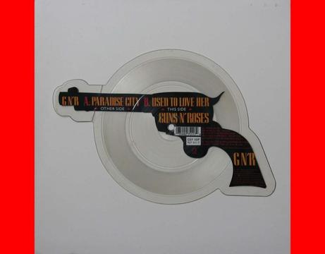 Guns ‘n’ Roses paradise city acetato vinilo con forma Lps para equipo sonido tornamesas tocadiscos deejays turntable