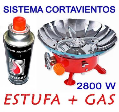 Estufa Camping Con Cortavientos A Gas 2800 w tanque