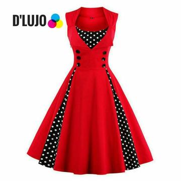 Vestidos Mujer Elegante Vintage Corto Grado Fiesta Retro Rojo