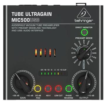 BEHRINGER UltraGain MIC500 super preamp de tubo con modelador de señal y puerto USB