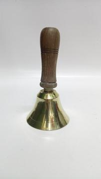 Campana Mano Antigua Bronce Madera