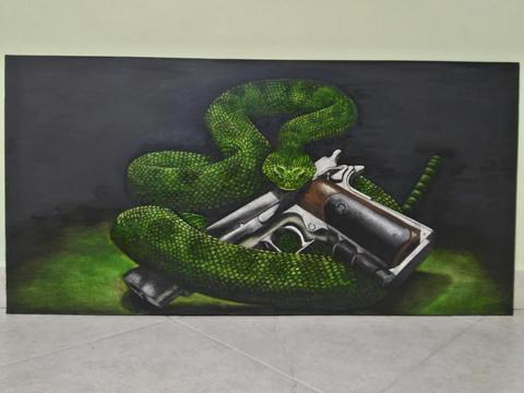 Cuadro en Oleo de Serpiente