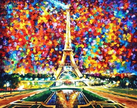 Cuadro Paris de colores con torre eifel