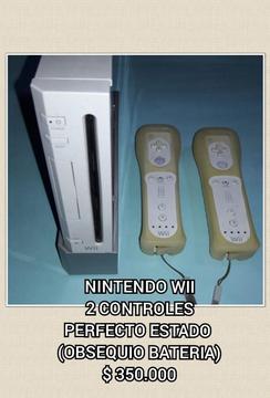 Nintendo Wii 2 Controles Obsequio Bateri