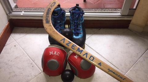 Kit de Hockey Stick-Patines-Rodilleras
