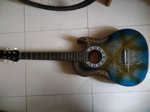 Guitarra con forro y palo de lluvia