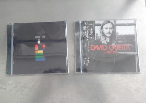 CD de David Guetta LISTEN y Coldplay XY