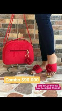 Combo para Dama. Sandalias Y Bolso