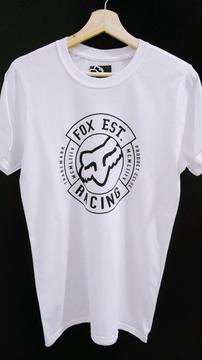 Camiseta FOX RACING Blanca Made In Colombia 100 Algodón
