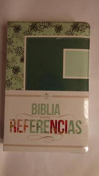 BIBLIA REFERENCIAS, PIEL FLORAL ABSTRACTO VERDE MAR, CELESTE SIMIL PIEL, RVR60, HOLMAN