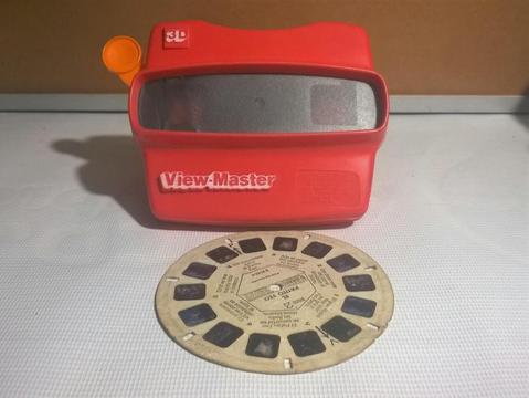 Antiguo Estereoscopio Visor Viewmaster 3D Usado Rojo