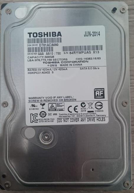 Disco Duro De 500 Gb Toshiba Sata Para Pc Usado Garantizado