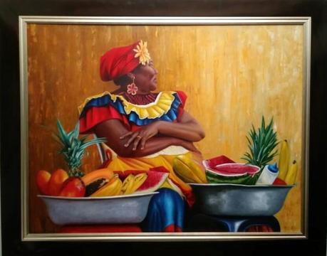 PALENQUERA. Oleo/lienzo. 122 x 93 cms