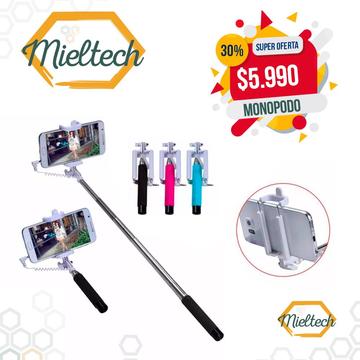 baston para selfie monopodo, monopod, con adaptador para celulares y disparador integrado. Unico