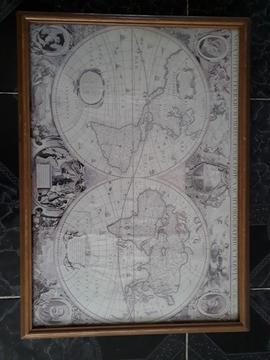 Cuadro Antiguo Mapa Mundi