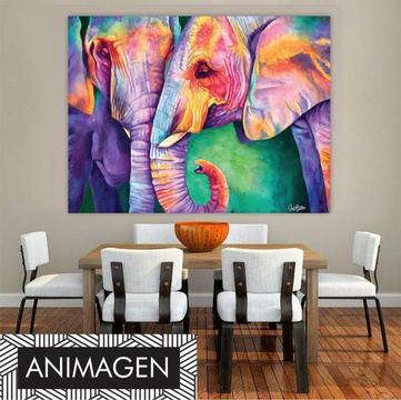 Elegante cuadro Elefantes pastel ideal para decorar tu sala o comedor 3533