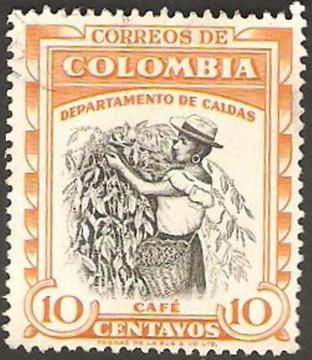 Estampilla 10 Ctvos Colombia Cafe Departamento De Caldas