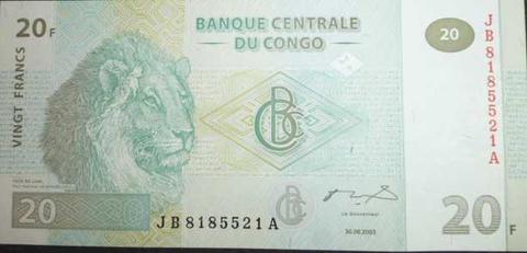 BILLETE DEL CONGO 20 FRANCS UNC