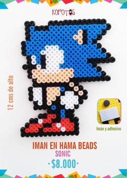 imán en hama beads Sonic, Link de Zelda y Megaman