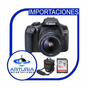 Canon 1300D con lente 1855mm Memoria 32gbs 80mbs Bolso