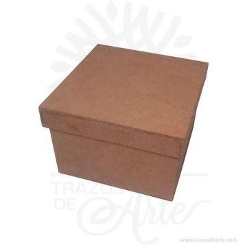 Caja regalo con tapa en MDF de 15 X 15 X 10 cm