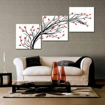 Elegante cuadro Triptico Árbol y Flores ideal para decorar todos tus espacios 4574