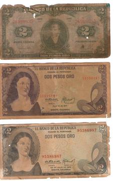 3 billetes de 2 pesos