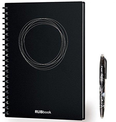RUBbook Reusable Notebook 3.0 con un RUBpen Borrable Spiral Notebook B5 Negro