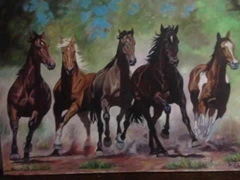 CUADRO DE CABALLOS PINTADO ORIGINAL EN OLEO SOBRE LIENZO