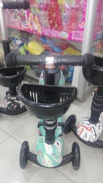 Patineta Scooter DISEÑO GRAFITI Monopatín Mariquita 3 En 1 Niños Y Niñas