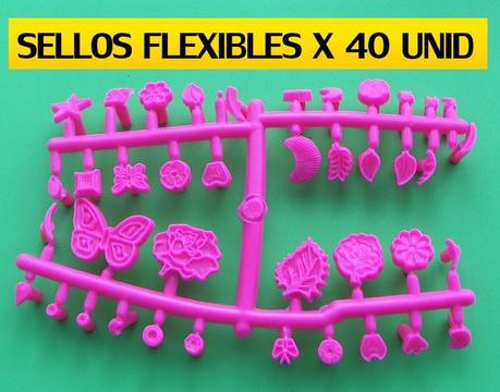 Sellos Siliconados para porcelana 40 figuras texturizar masa flexible