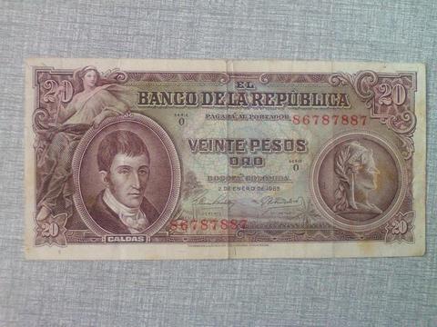 Billete 20 pesos 1965