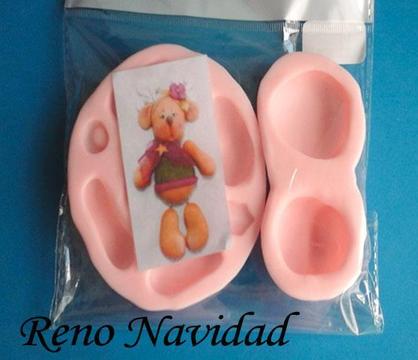 Molde Siliconado oso reno crea figuras de navidad en fondant o pasta