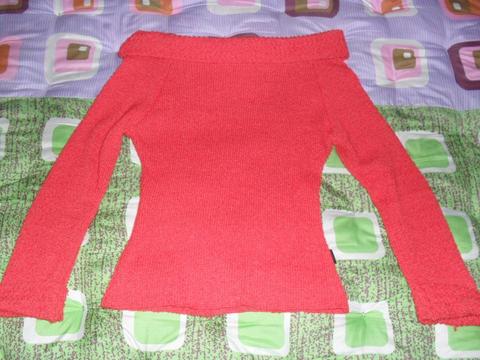 Saco rojo de lana buzo, talla s y m MUESTRA HOMBROS