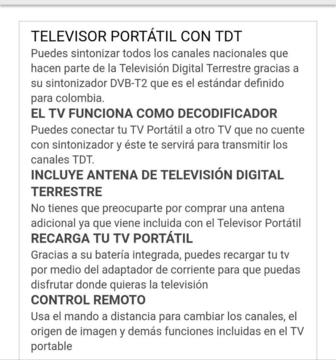 Tv Portatil Incluido Tdt