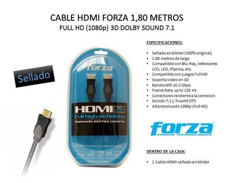 Cable Hdmi Blindado Forza 1.8m Para Ps3 Ps4 Xbox Blue Ray