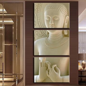 Elegante cuadro Triptico Buda Blanco ideal para armonizar tus espacios 5616