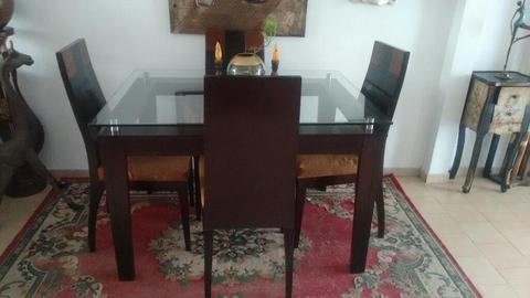 Hermoso Comedor en Vidrio Vicelado Y Ma