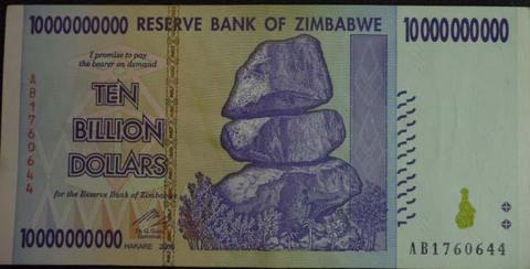 BILLETE DE ZIMBABWE TEN BILLON DOLLARS