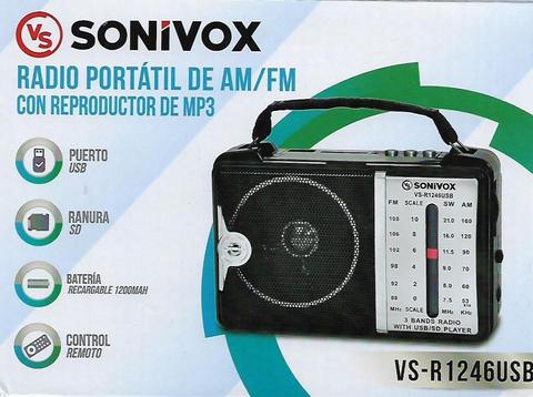 Radio Portatil Am/Fm Con Reproductor De Mp3 Y Control Remoto